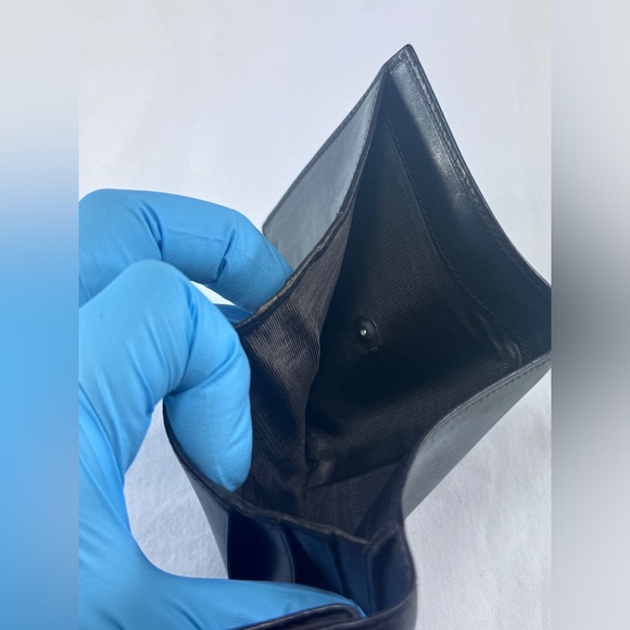 Prada Snap Button Trifold Wallet Bronze Metallic Brown Leather Cardholder Italy - Picture 9 of 15